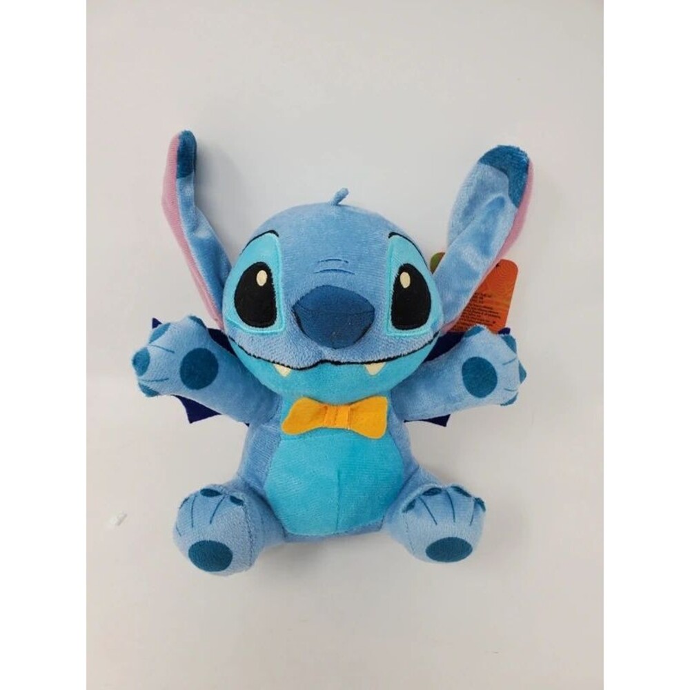 Disney Just Play Halloween Stitch Plush 7" Bat Wings Yellow Bow Tie NWT